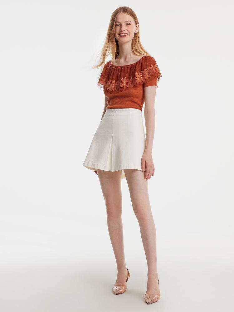 White Denim Mini Skirt GOELIA