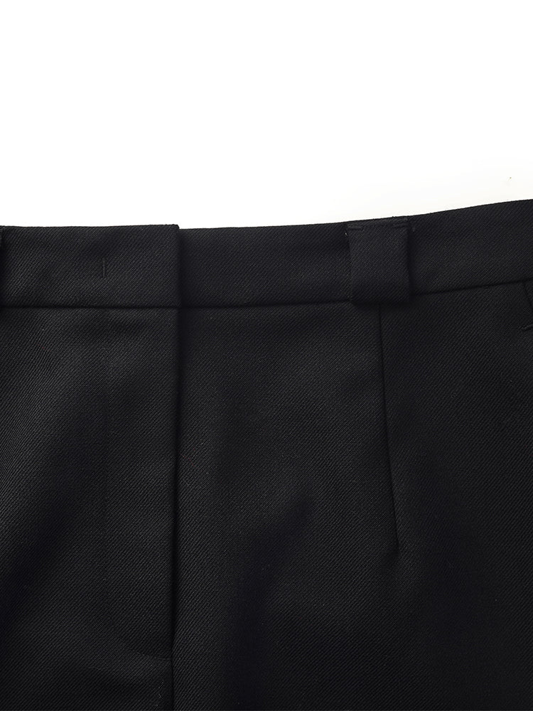 Worsted Wool Women Column Skirt With Leather Belt GOELIA