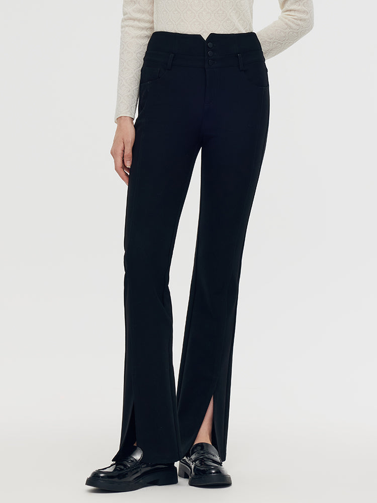 Knitted Slit Flared Women Pants GOELIA