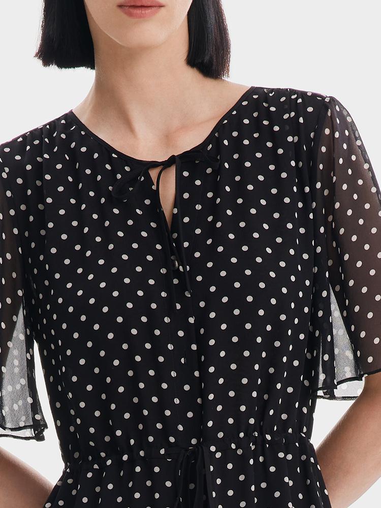 10 Momme Polka Dots Silk Dress GOELIA