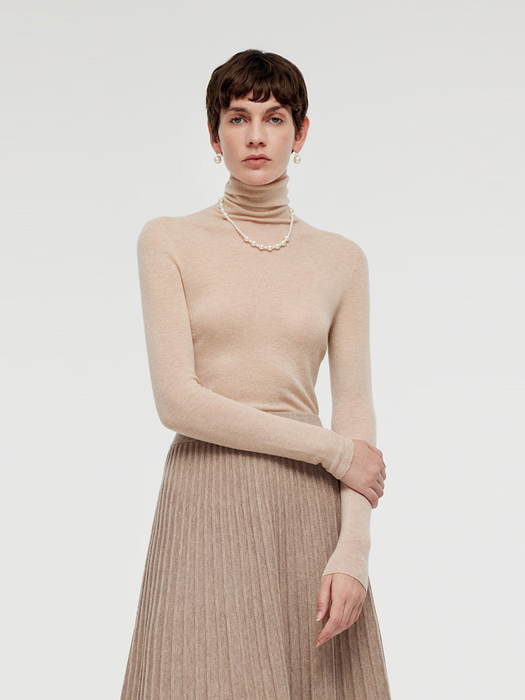 Wool Turtleneck Women Knit Top GOELIA