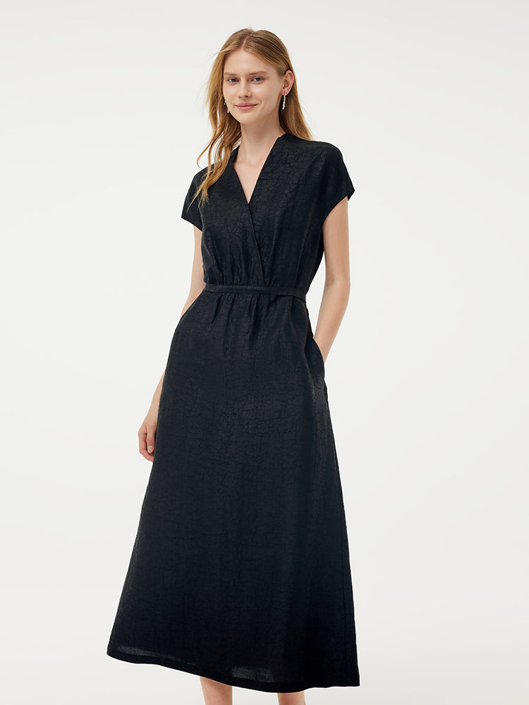 18MM Xiang Yun Silk Adjustable Waist Women Midi Dress GOELIA