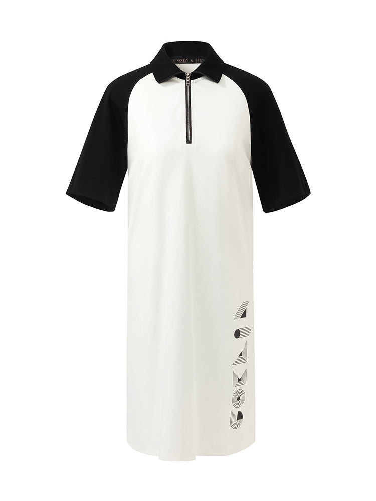 Raglan Sleeves Lapel Women T-Shirt Dress GOELIA