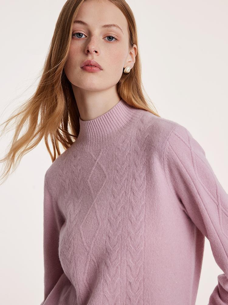 Pink Mock Neck Wool Sweater GOELIA