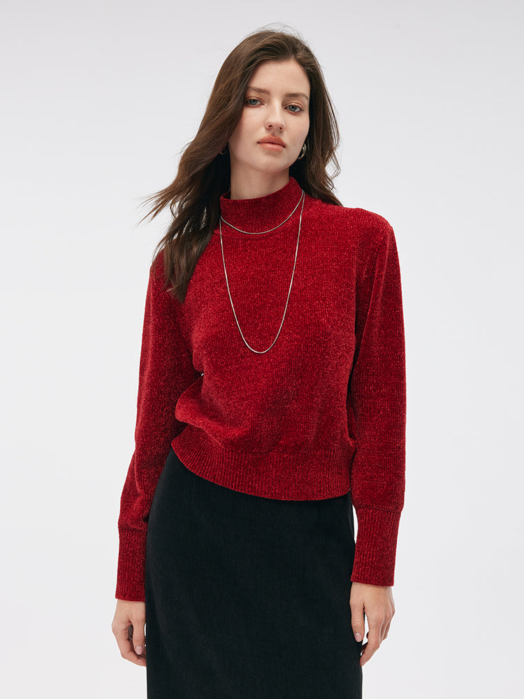 Chili Red Turtleneck Women Sweater GOELIA