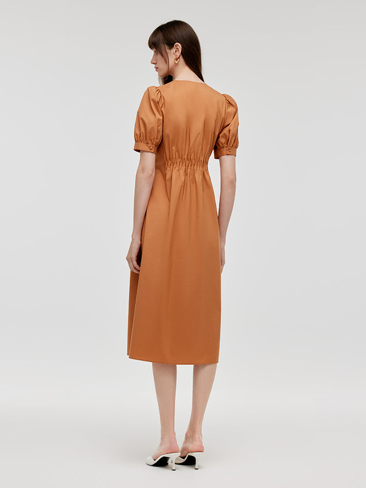 V-Neck Knotted Women Midi Dress GOELIA