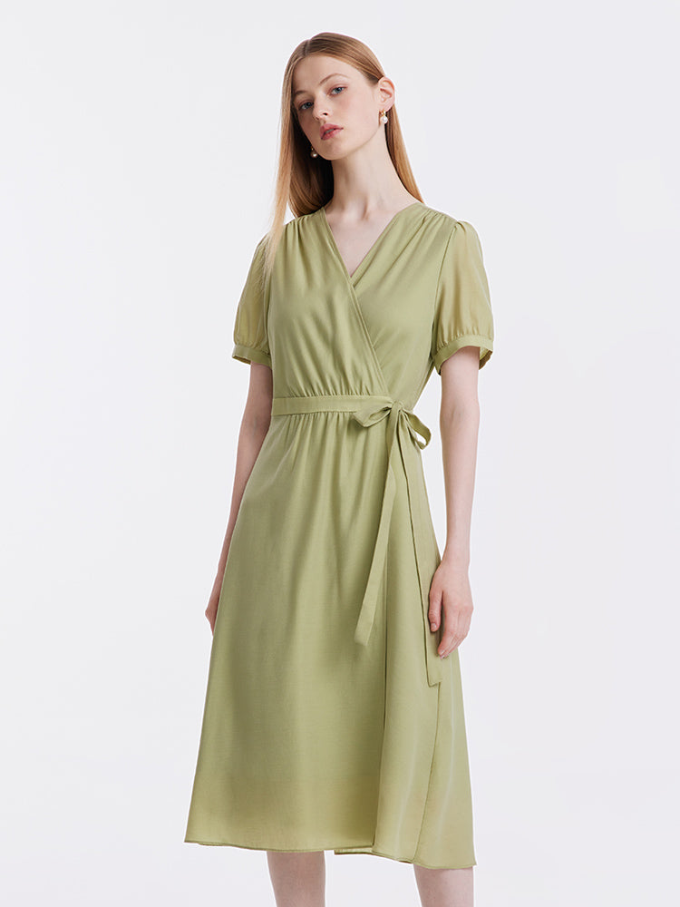 Diacetate Gathered Waist Dress GOELIA