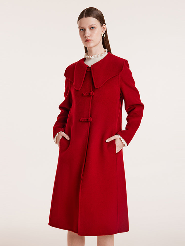 Tencel Wool Cheongsam Button Double-Faced Women Coat GOELIA