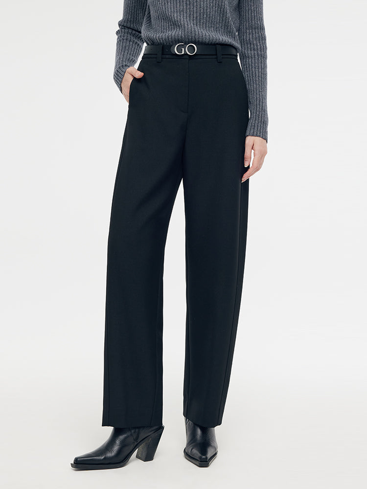 Wool Blend Women Full Length Pants GOELIA