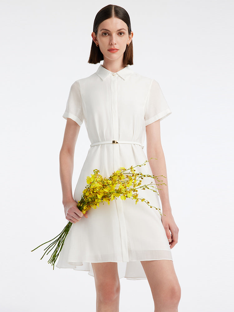 A-line Women Shirt Dress With Belt GOELIA