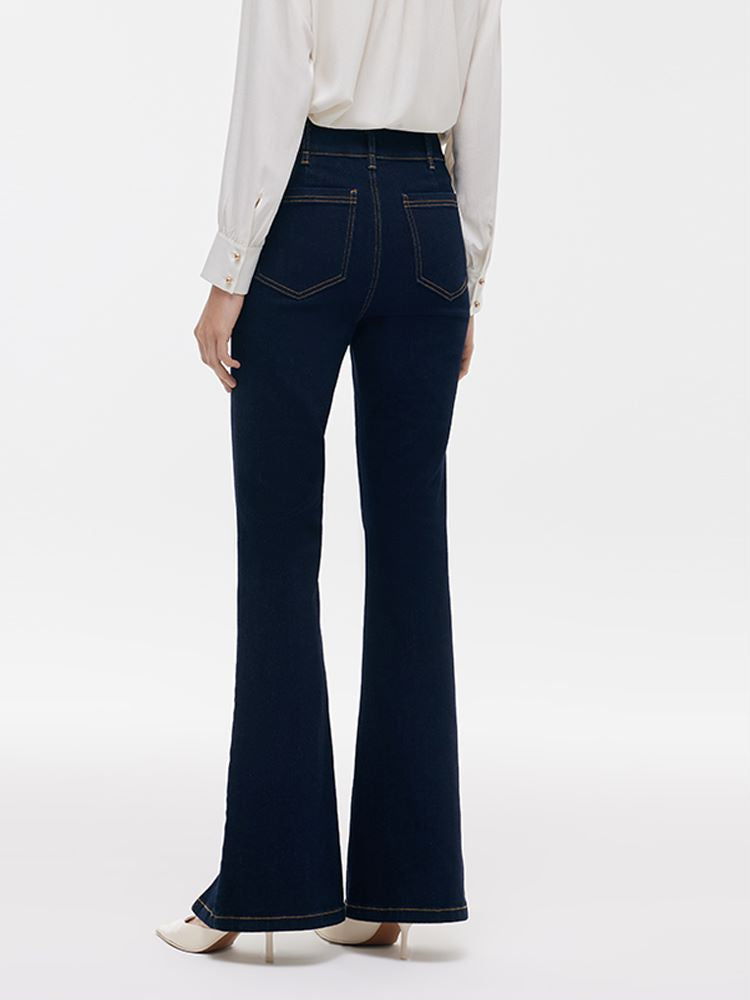 Stretch Slit Micro-Flared Women Jeans GOELIA