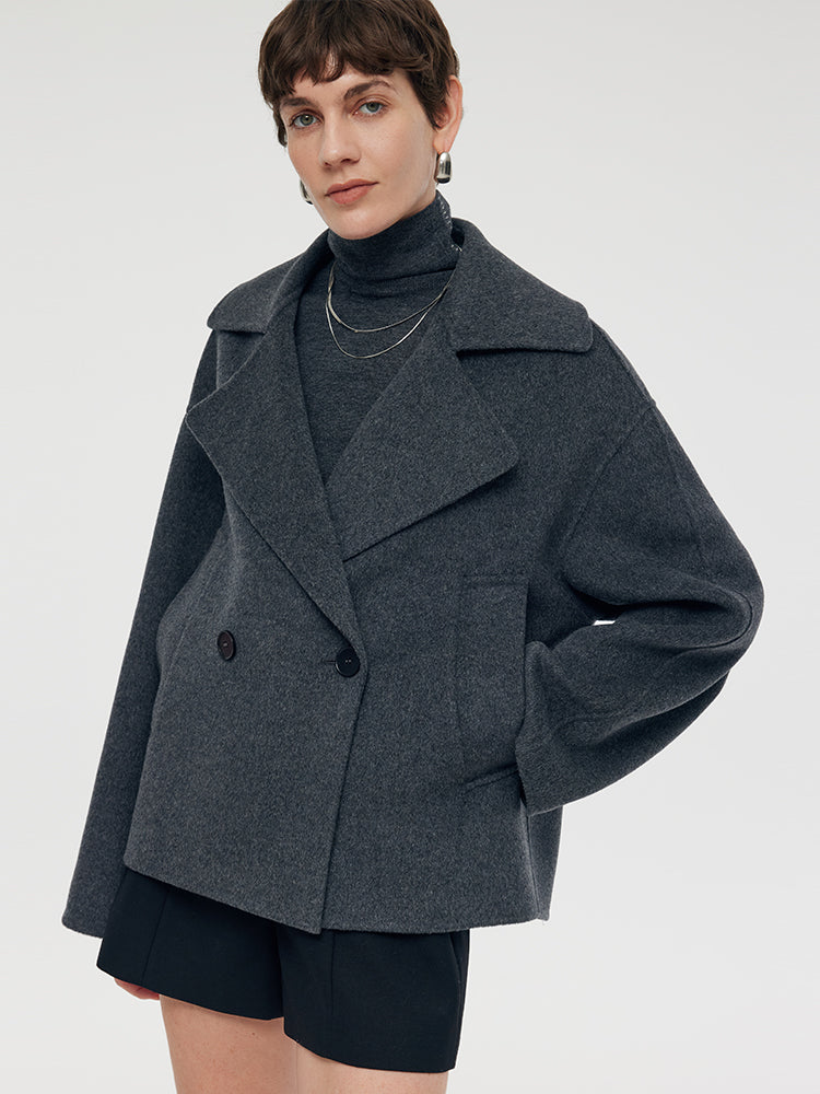 Wool Lapel Unisex Short Coat GOELIA