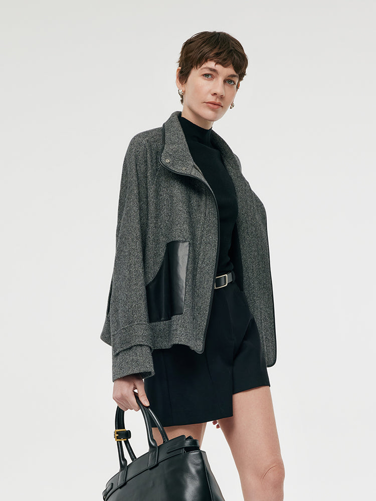 Washable Wool Women Boxy Coat GOELIA