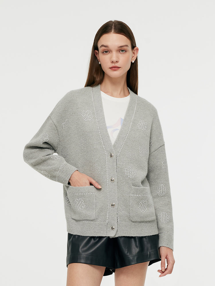 Mohair Blend V-Neck Women Cardigan GOELIA