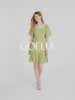 Green Acetate Ruffle Sleeve Mini Dress