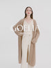 Light Camel Brushed Cashmere Long Women Cardigan