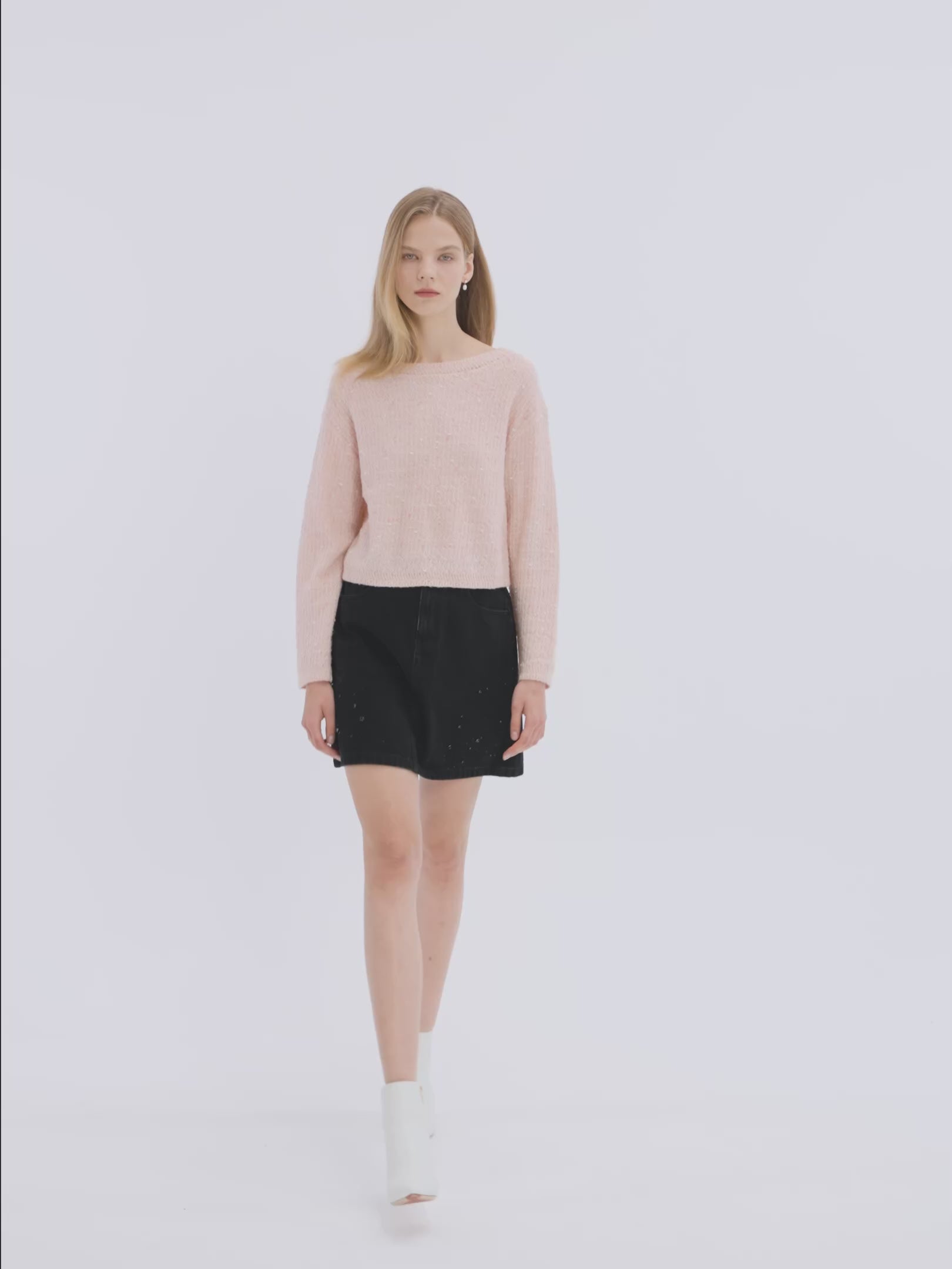 Mohair-Pullover mit Schlitzkragen für Damen