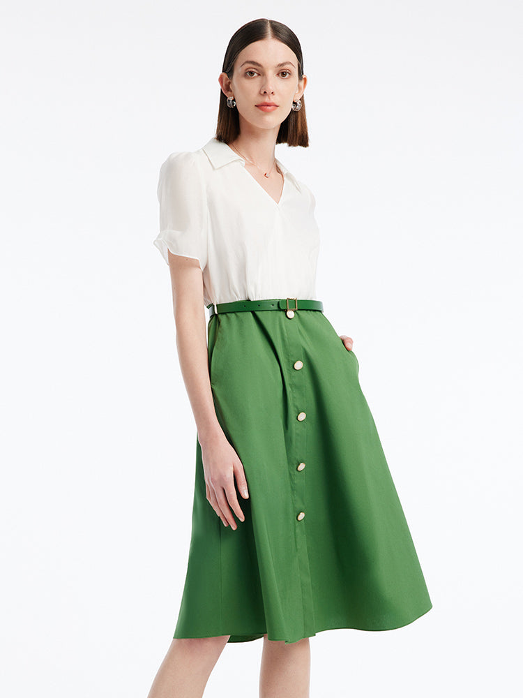 Spliced High Waist A-shape Dress GOELIA