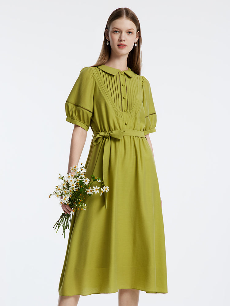 Green Acetate Waist-skimming Dress GOELIA