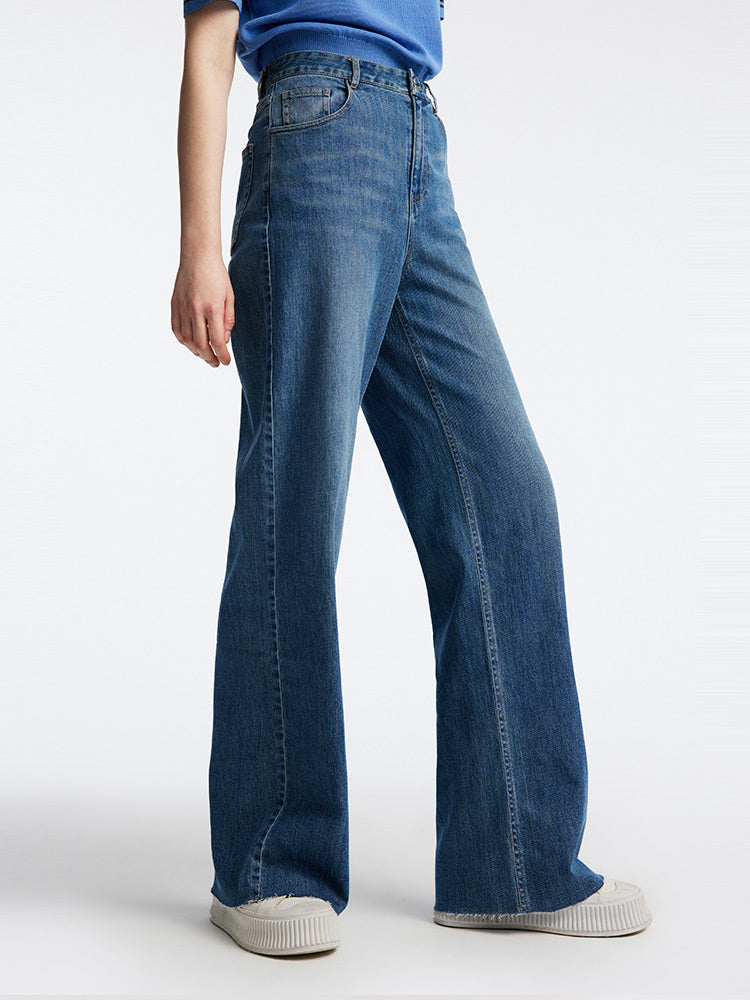 Loose Cut Hem Straight Jeans GOELIA