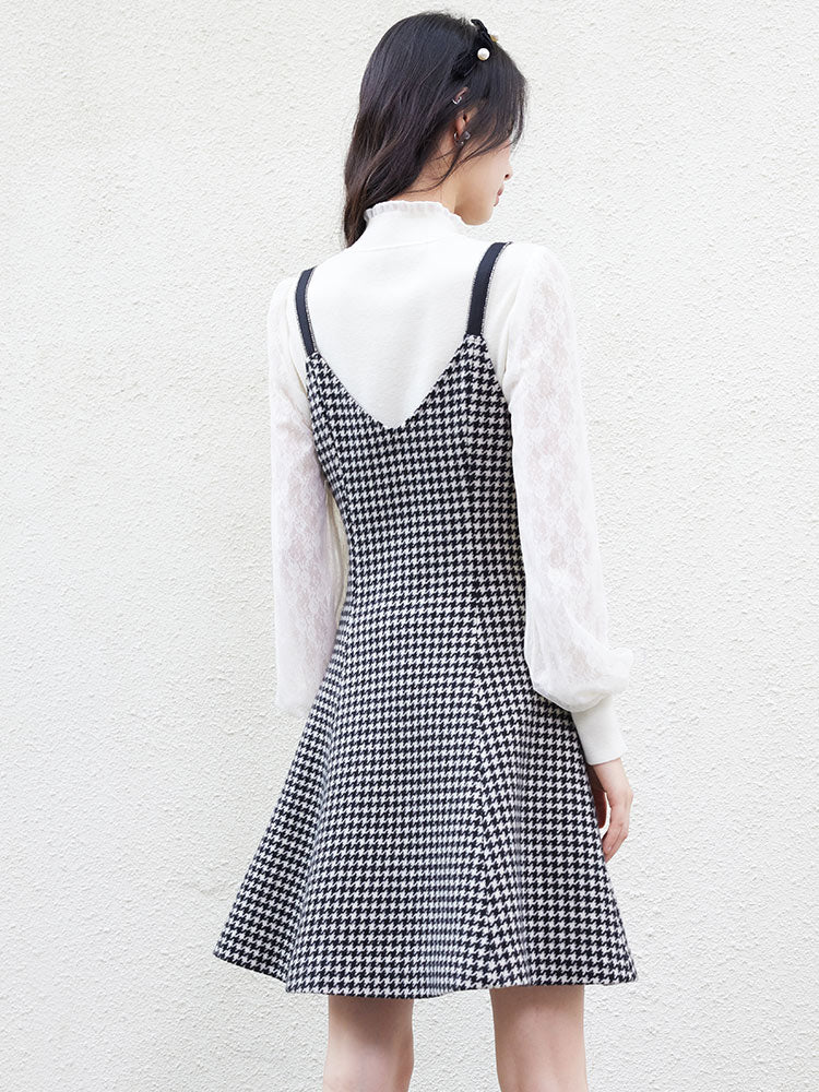 Houndstooth Coat Slip Dress GOELIA