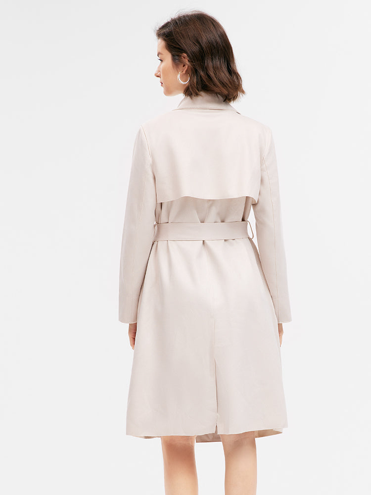 Beige Suedette Trench Coat GOELIA