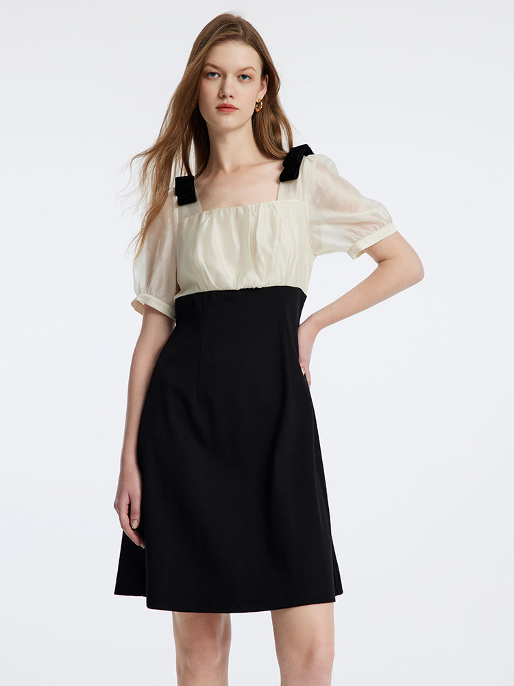 Square Neck High Waist Dress GOELIA