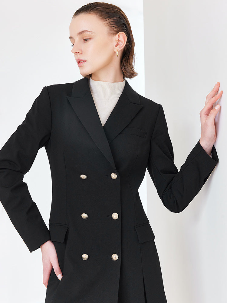 Double-Breasted Woolen Blazer Dress GOELIA