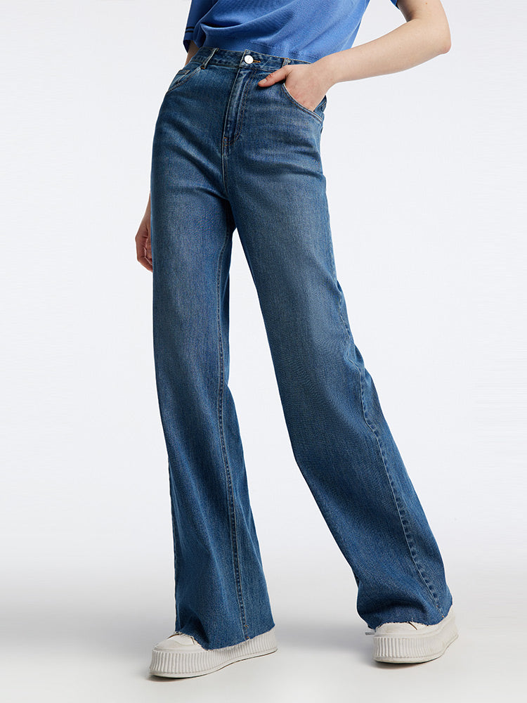 Loose Cut Hem Straight Jeans GOELIA