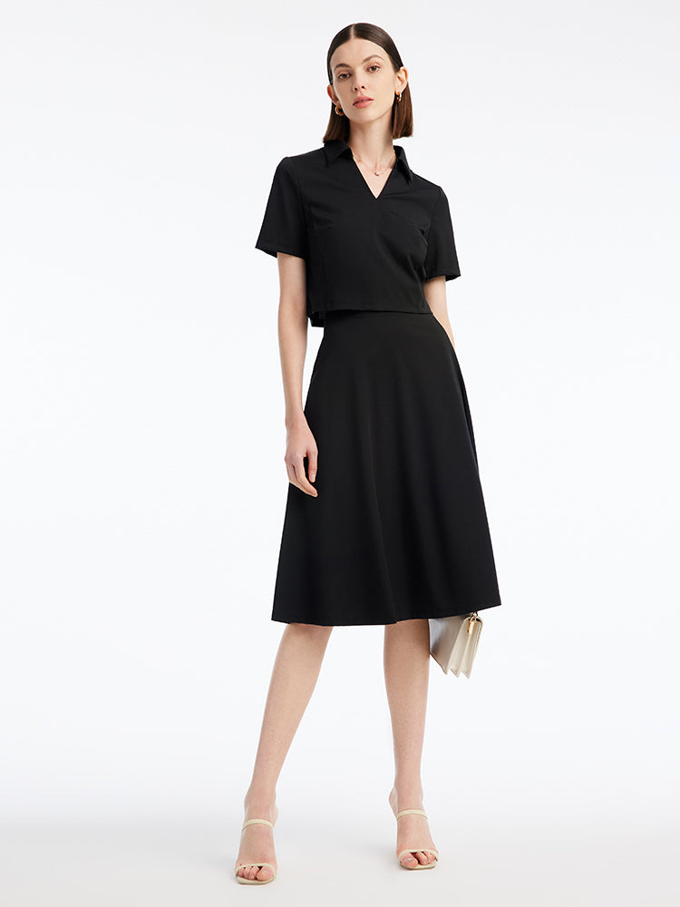 Black Knee-Length Two-Piece Suit GOELIA