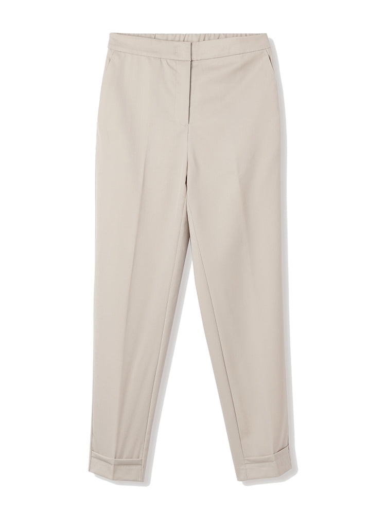 Pearl Beige Worsted Tapered Pants GOELIA