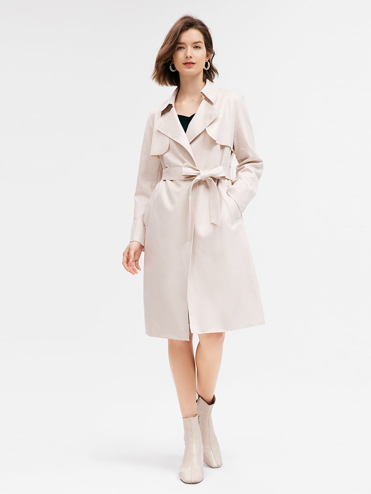 Beige Suedette Trench Coat GOELIA