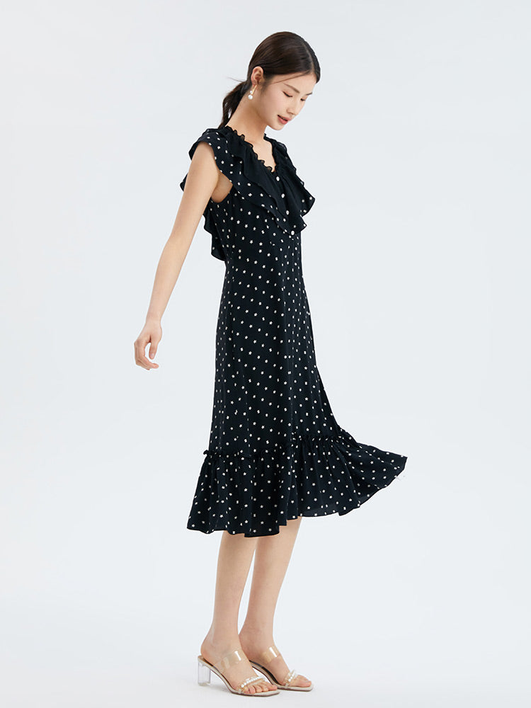 Black Magic Star Print Dress GOELIA