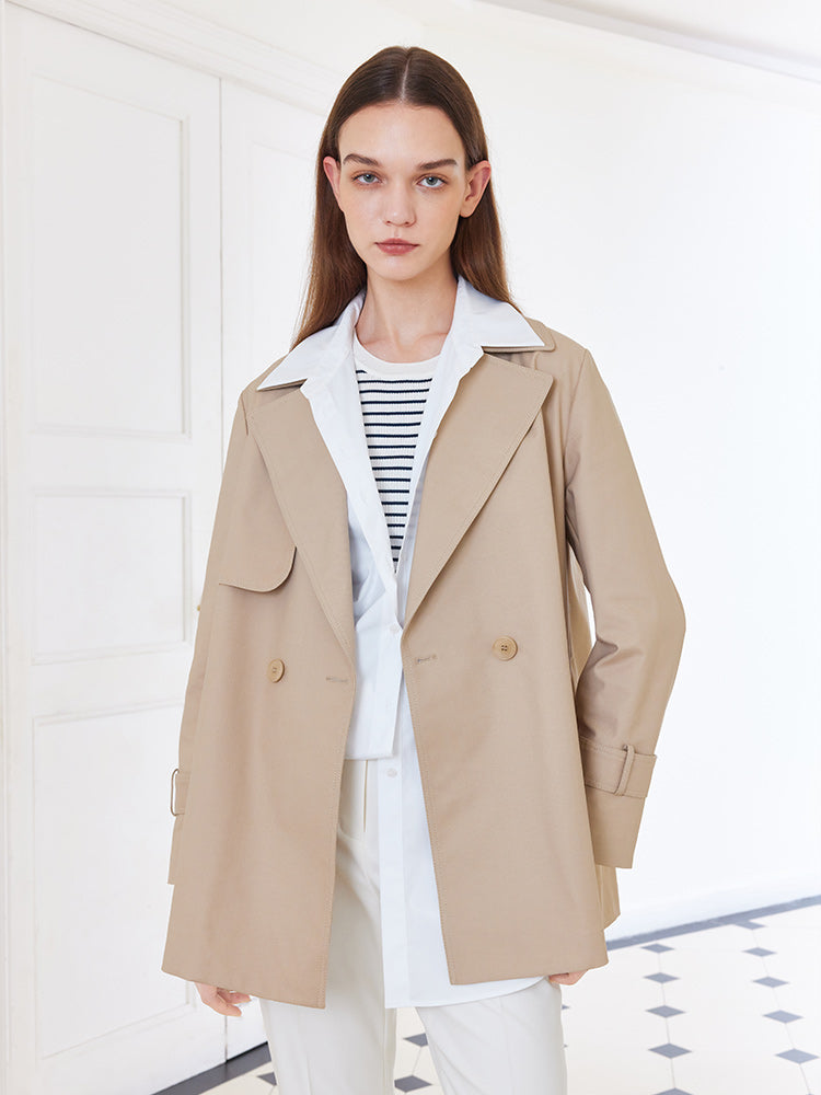 Crop Trench Coat With Belt GOELIA