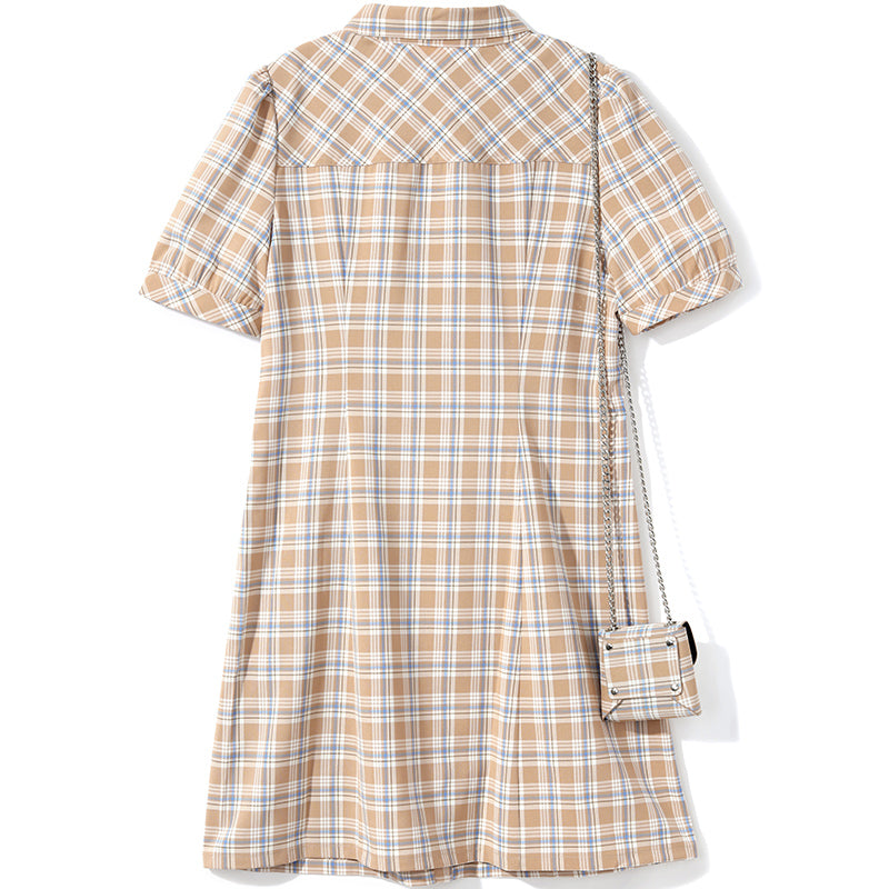 Waisted Plaid Dress GOELIA