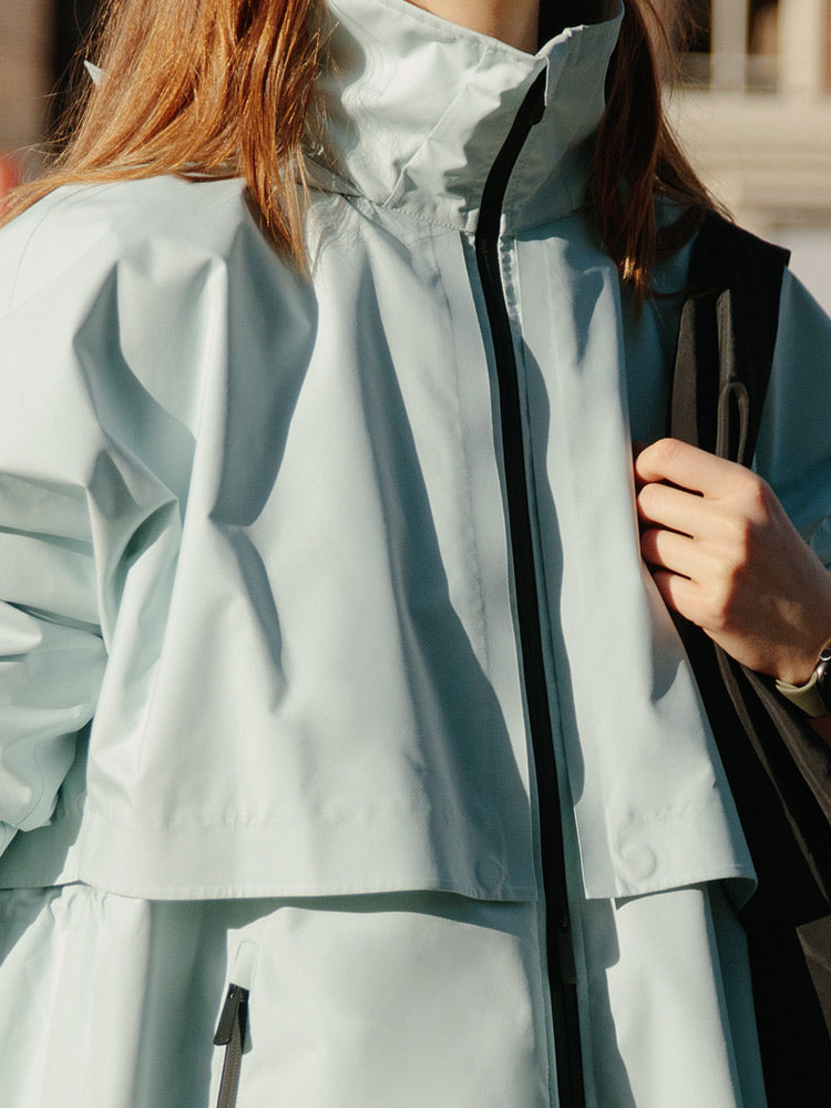 Sea Blue Hoodie Silm Trench Coat GOELIA