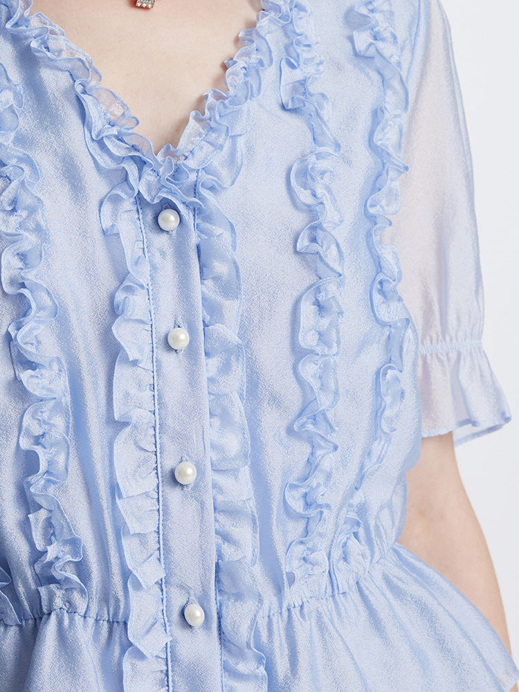 Retro Cute Ruffle Shirt GOELIA