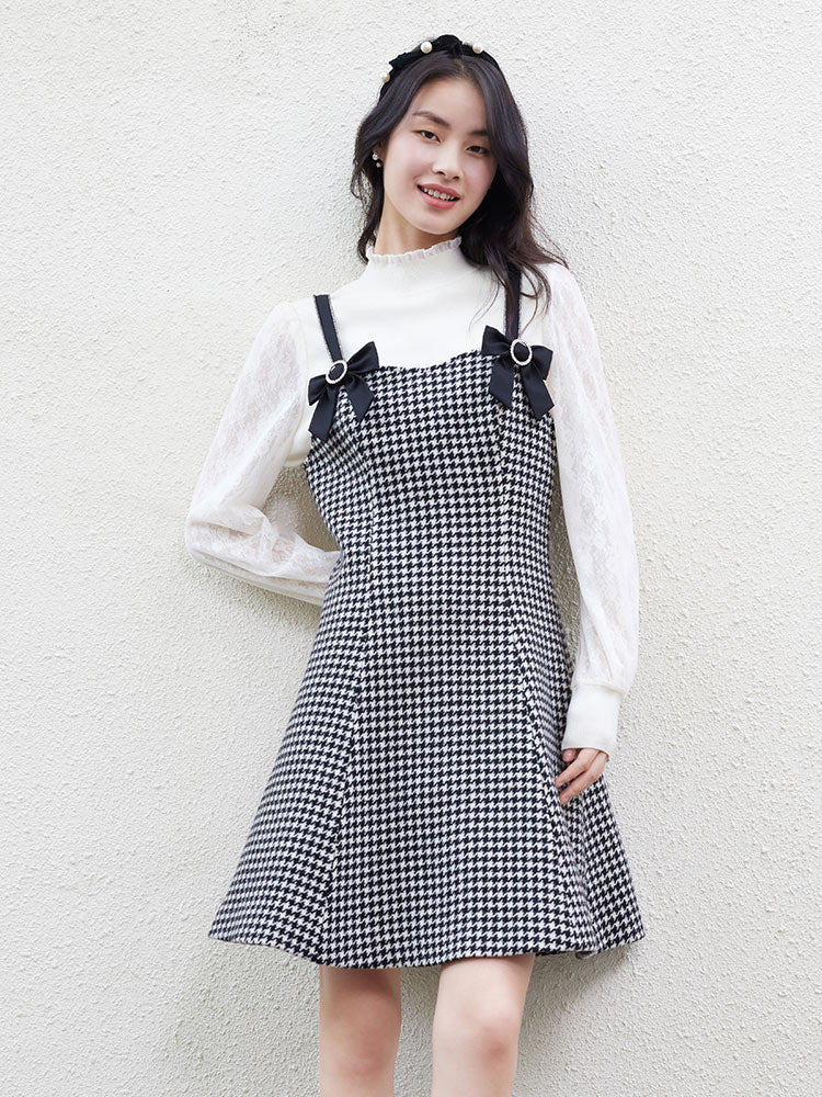 Houndstooth Coat Slip Dress GOELIA