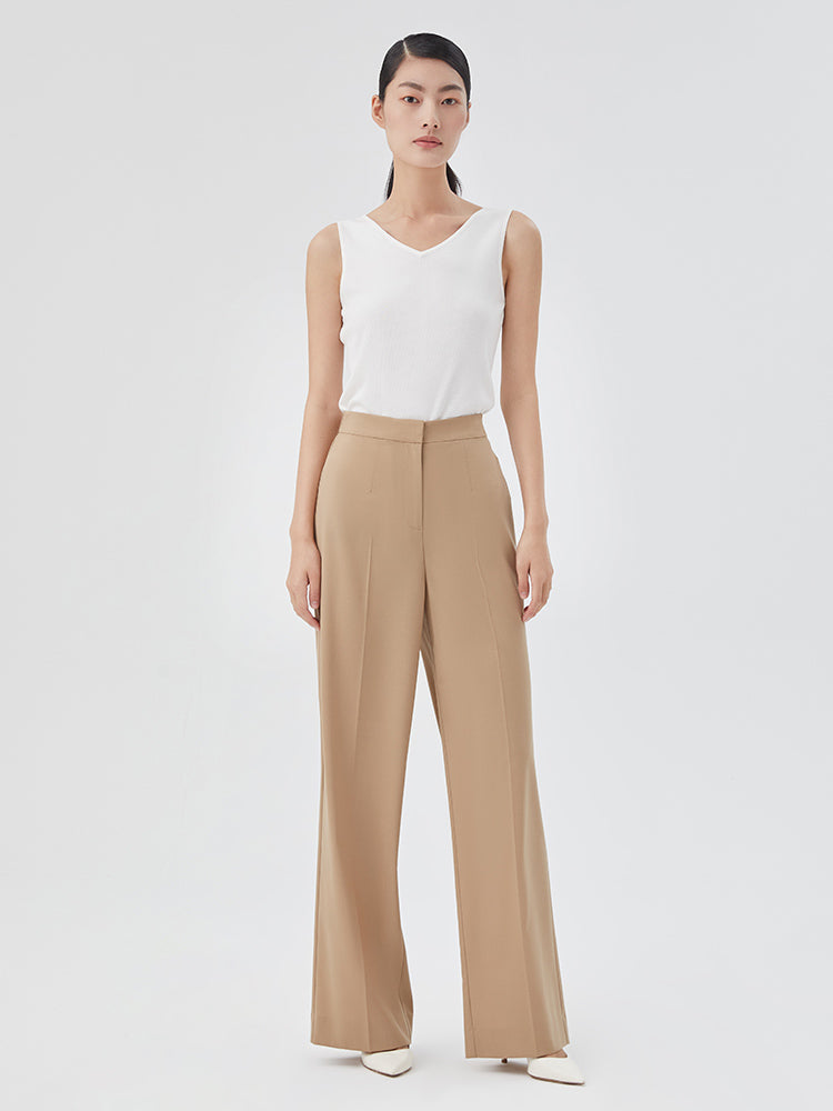 Light Camel Silk Wool Loose Pants GOELIA