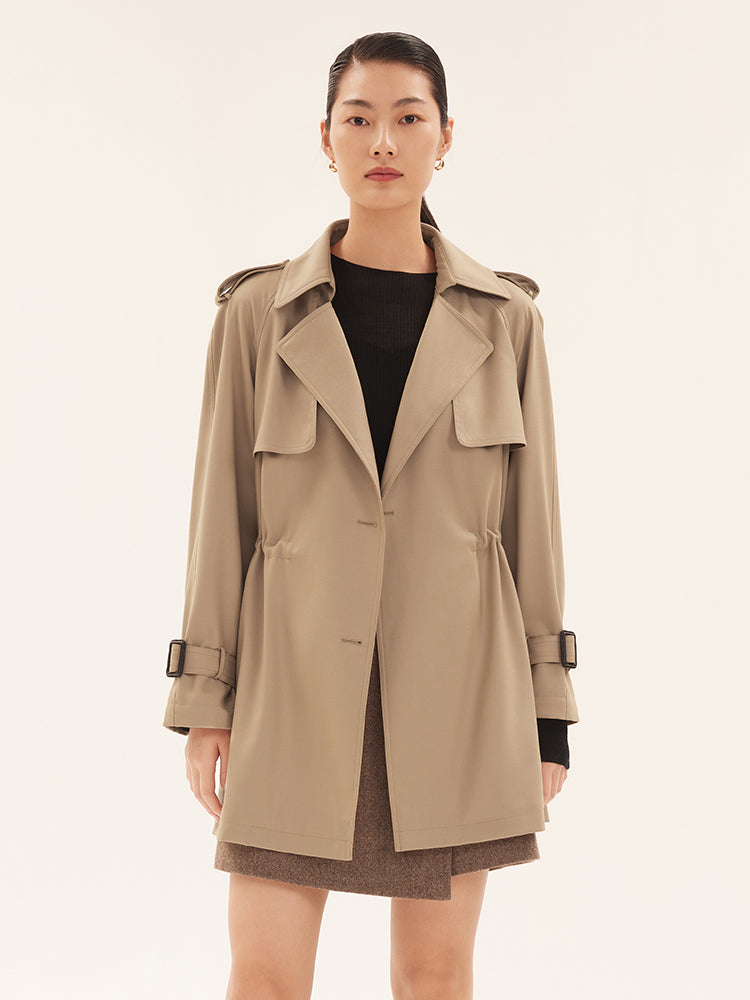 Double-Breasted Worsted Wool Trench Coat GOELIA