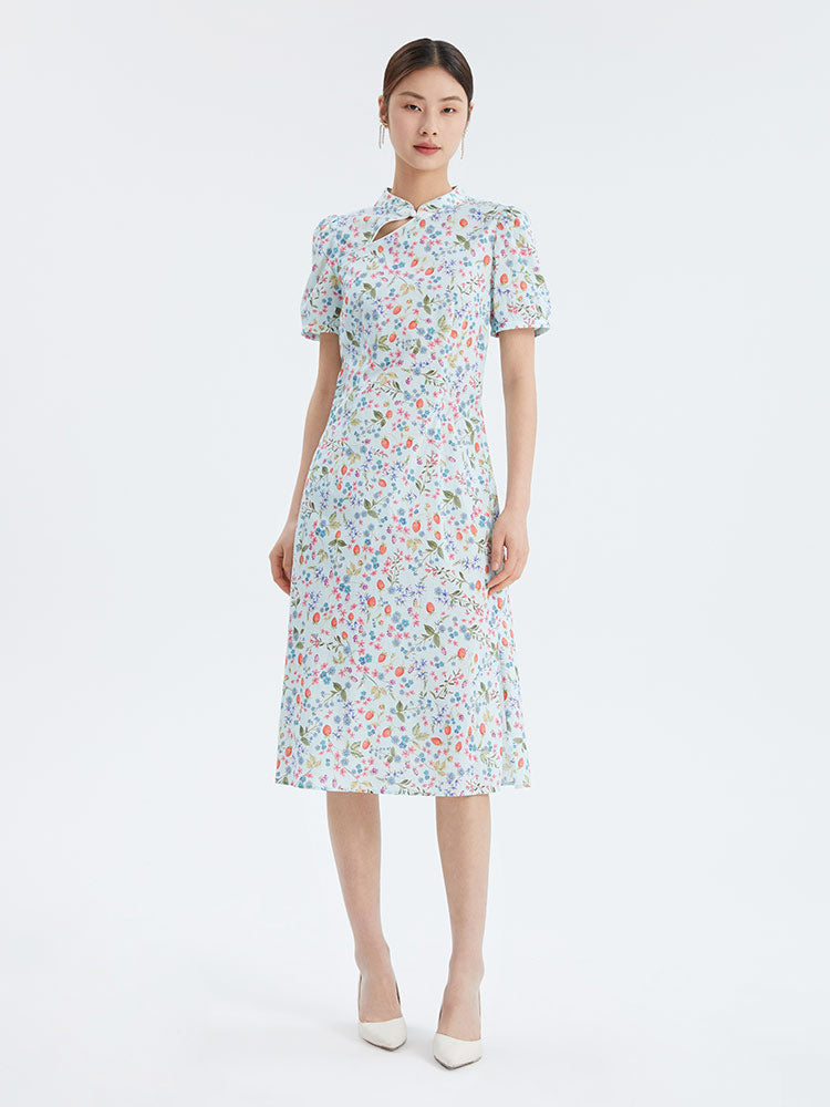 Cheongsam Collar Print Dress GOELIA