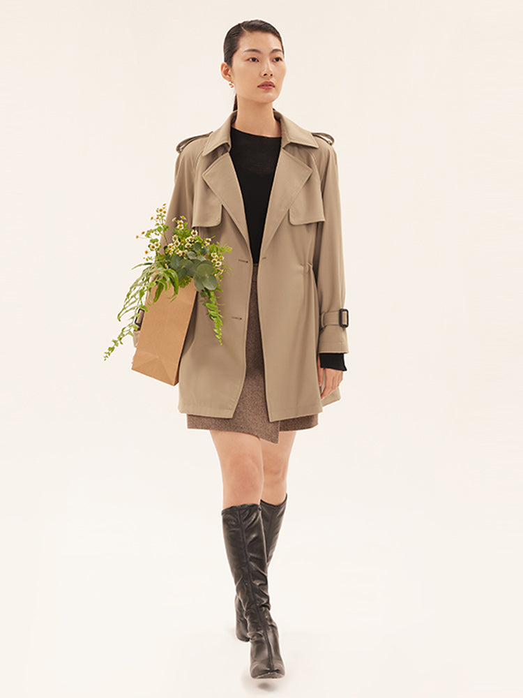 Double-Breasted Worsted Wool Trench Coat GOELIA