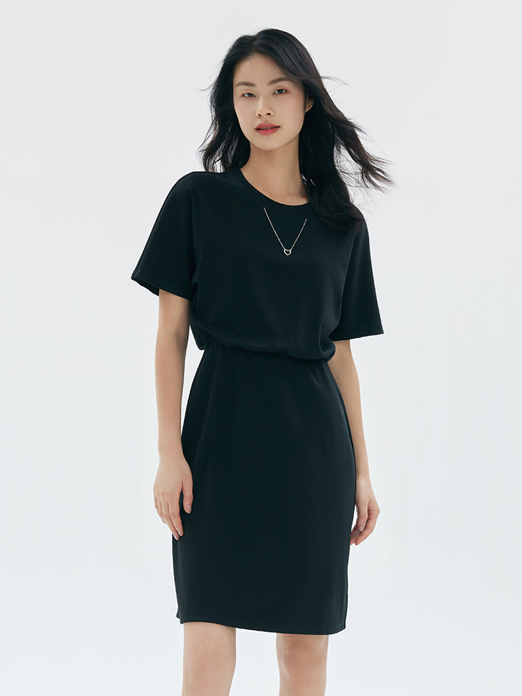 Round-Neck Fitted Waist Dress GOELIA