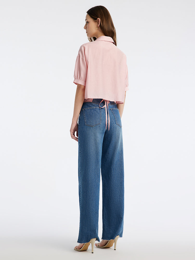 Back Strap Crop Shirt GOELIA