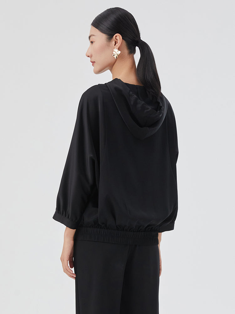 Black Smoothy Triacetate Coat GOELIA