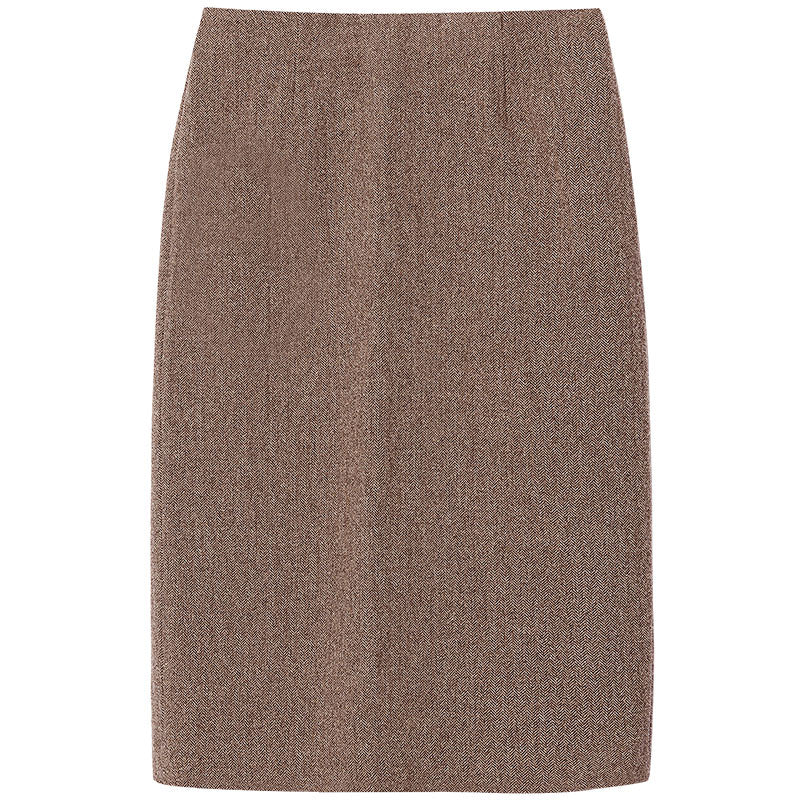 Brown Mid-length Washable Wool Skirt GOELIA