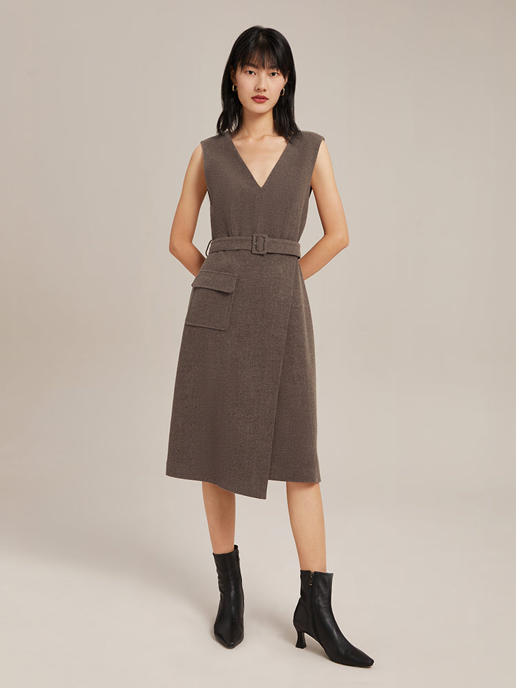 Washable Wool Sleeveless Jumper Dress GOELIA