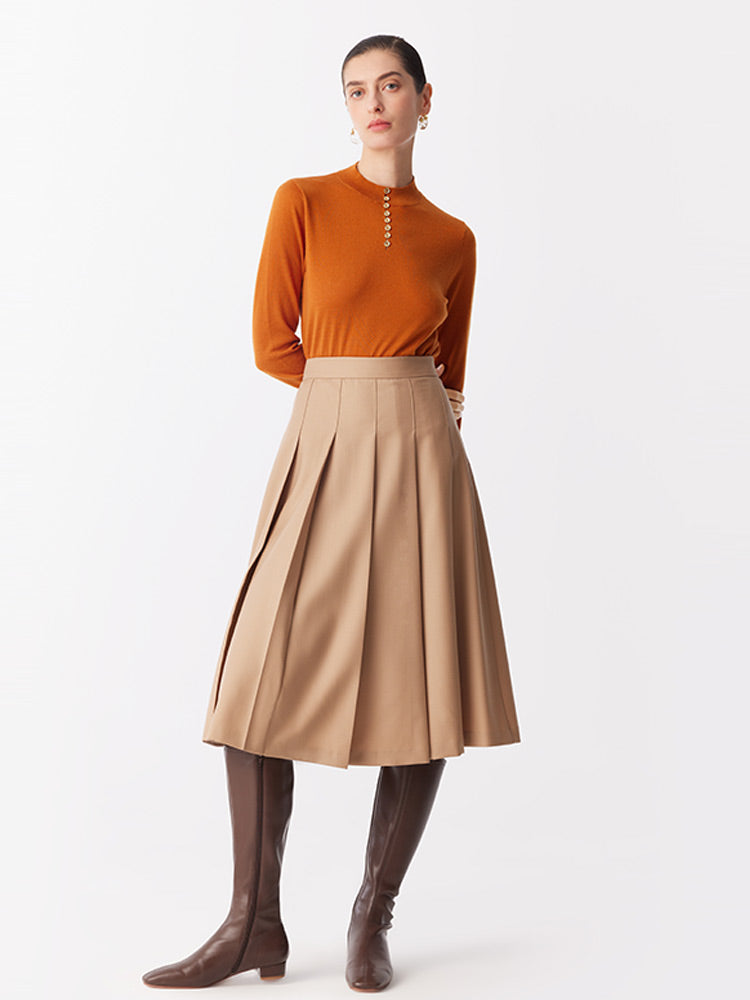 Worsted Woolen Pleated Skirt GOELIA