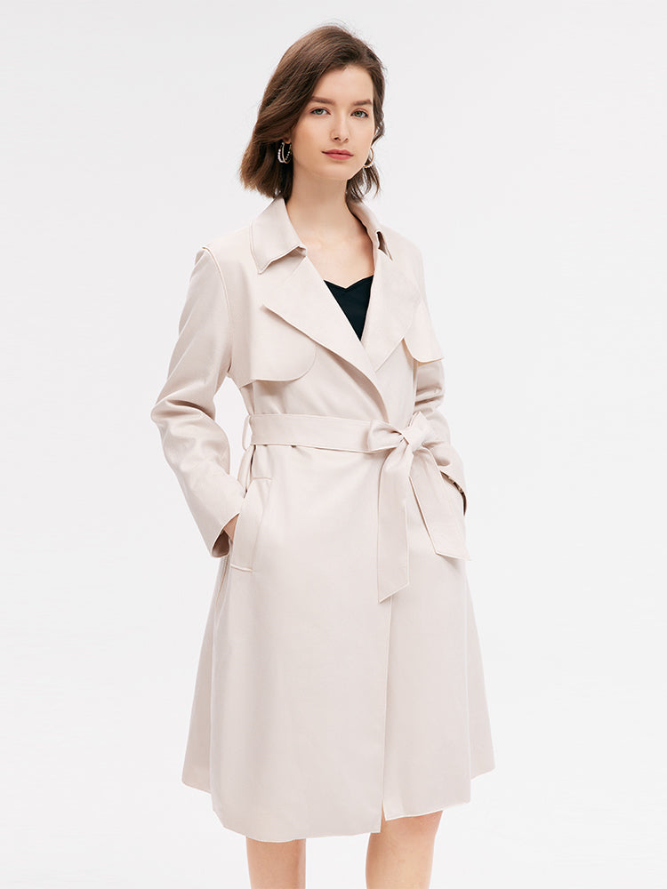 Beige Suedette Trench Coat GOELIA