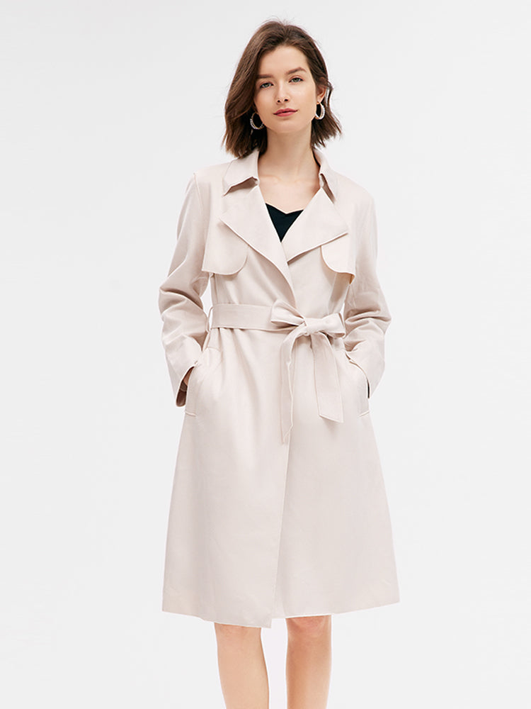 Beige Suedette Trench Coat GOELIA